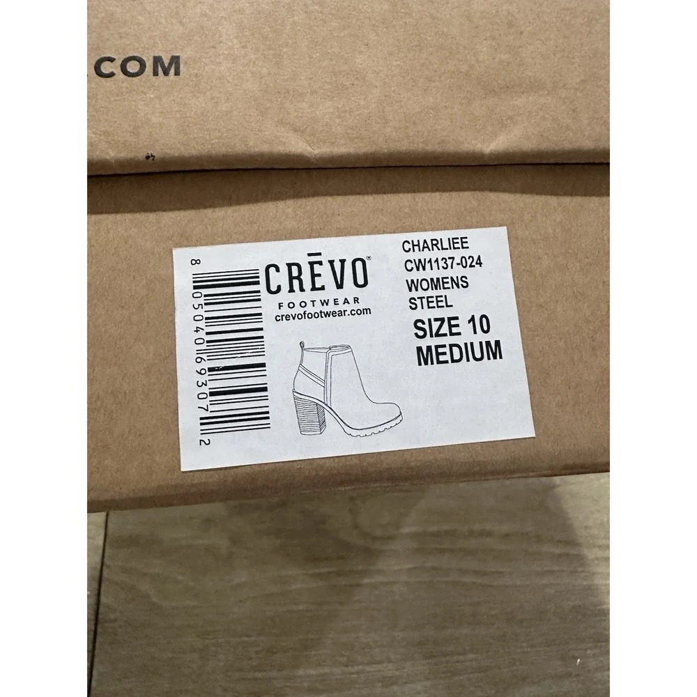 Crevo Charles Suede Ankle Boots Block Heel, Charcoal Steel Women's Sz 10